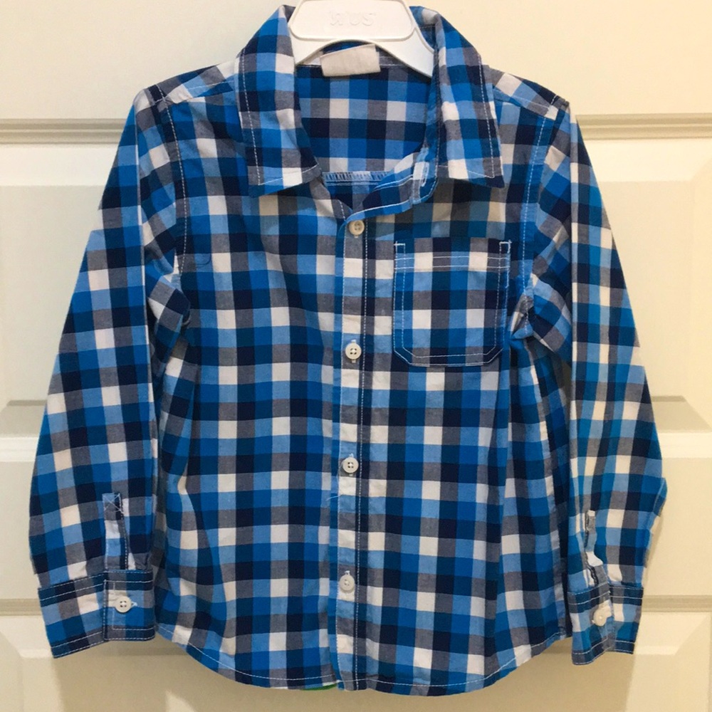 Crazy 8 Long Sleeve Multi-Check Button-Down Shirt Sz 4